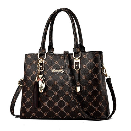 422 Large Capacity Printing Handbag(Deep Coffee Deep Coffee Print)