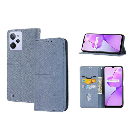 For OPPO Realme C31 4G Global Woven Texture Stitching Magnetic PU Leather Phone Case(Grey)