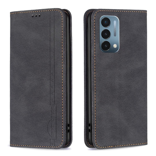 For OnePlus Nord N200 5G Magnetic RFID Blocking Anti-Theft Leather Phone Case(Black)