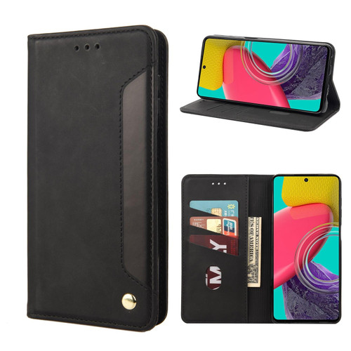For Samsung Galaxy M53 5G Skin Feel Splicing Leather Phone Case(Black)