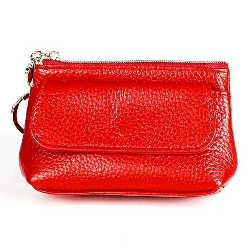 2017 Litchi Texture Genuine Leather Hand Held Small Wallet for Ladies(Red)