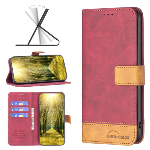 For OPPO A94 5G BF11 Color Matching Skin Feel Leather Phone Case(Red)