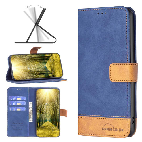 For OPPO A36 4G / A96 4G / A76 4G / Realme 9i / K10 4G Color Matching Skin Feel Leather Phone Case(Blue)