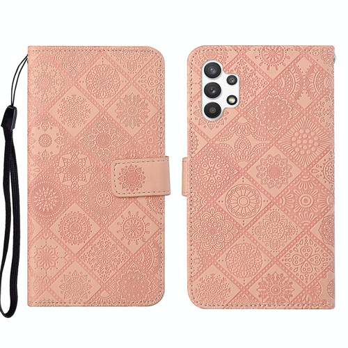 For Samsung Galaxy A13 4G Ethnic Style Embossed Pattern Leather Phone Case(Pink)