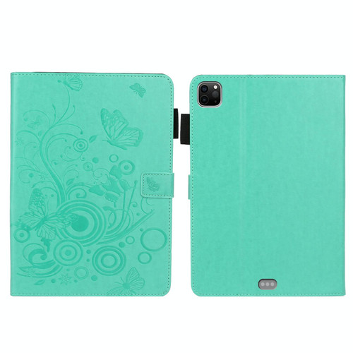 For iPad Pro 11 inch 2020 / 2018 Embossed Butterfly Pattern Smart Leather Tablet Case(Green)