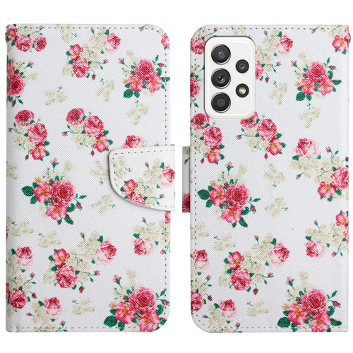 For Samsung Galaxy A53 5G Painted Pattern Horizontal Flip Leather Phone Case(Red Peony)