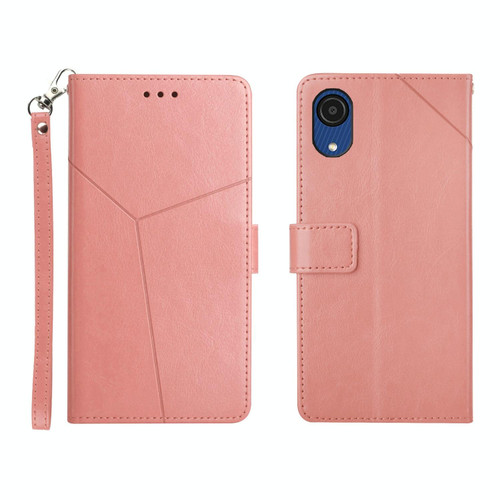 For Samsung Galaxy A03 Core Y Stitching Horizontal Flip Leather Phone Case(Rose Gold)