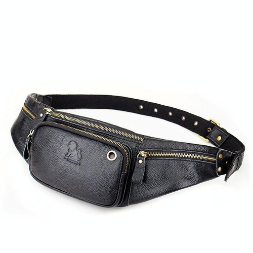LAOSHIZI Vintage Leather Waist Bag Shoulder Crossbody Bag Shoulder Chest Bag For Men(Black) LAOSHIZI Vintage Leather Waist Bag Shoulder Crossbody Bag Shoulder Chest Bag For Men(Black)