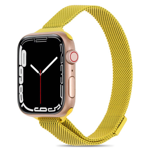 Milanese Small Waist Watch Band For Apple Watch Ultra 49mm&Watch Ultra 2 49mm / Series 9&8&7 45mm / SE 3&SE 2&6&SE&5&4 44mm / 3&2&1 42mm(Yellow)