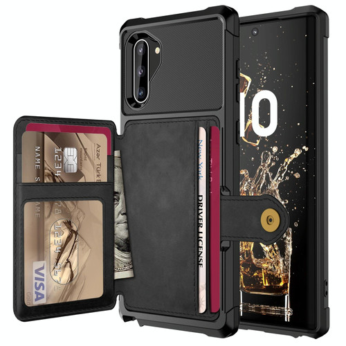 For Samsung Galaxy Note10 Magnetic Wallet Card Bag Leather Phone Case(Black)