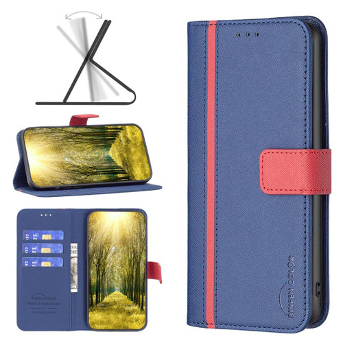 For Samsung Galaxy A72 BF13 Color Matching Cross Texture Leather Phone Case(Blue)