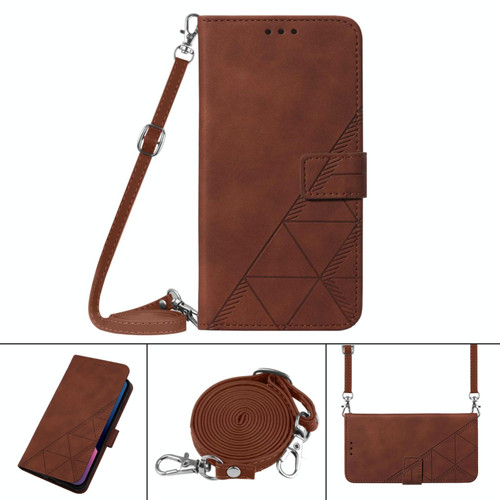 For Samsung Galaxy A03 Core Crossbody 3D Embossed Flip Leather Phone Case(Brown)