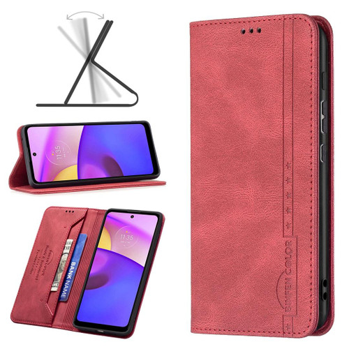 For Motorola Moto E40 / E30 Magnetic RFID Blocking Anti-Theft Leather Phone Case(Red)