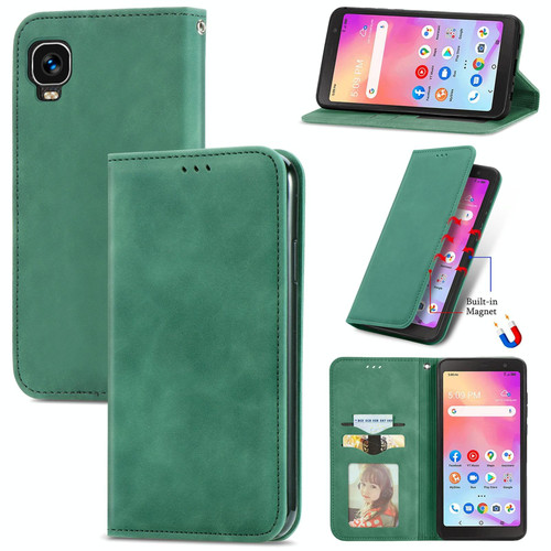 For TCL A509DL / A3 Retro Skin Feel Magnetic Horizontal Flip Leather Phone Case(Green)