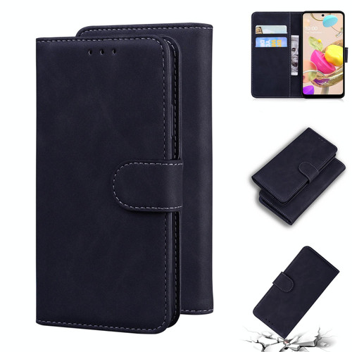 For LG K42 Skin Feel Pure Color Flip Leather Phone Case(Black)