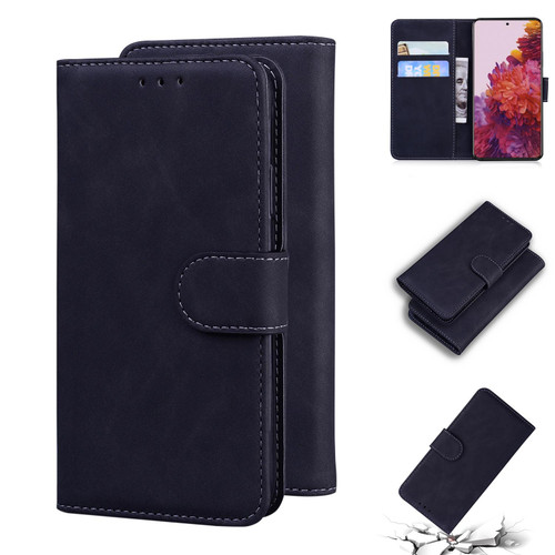 For Samsung Galaxy S21 Ultra 5G Skin Feel Pure Color Flip Leather Phone Case(Black)