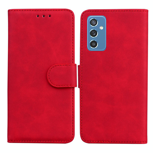 For Samsung Galaxy M52 5G Skin Feel Pure Color Flip Leather Phone Case(Red)