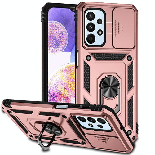For Samsung Galaxy A23 Sliding Camshield Holder Phone Case(Rose Gold)