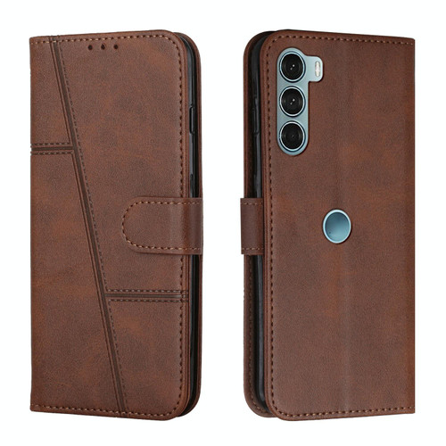 For Motorola Moto G200 5G / Edge S30 Stitching Calf Texture Buckle Leather Phone Case(Brown) For Motorola Moto G200 5G / Edge S30 Stitching Calf Texture Buckle Leather Phone Case(Brown)