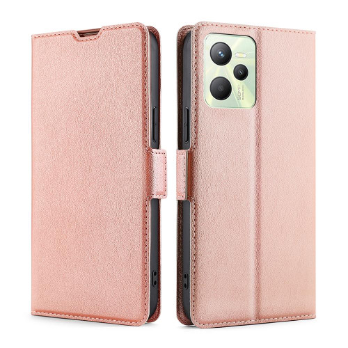 For OPPO Realme C35 Ultra-thin Voltage Side Buckle  Horizontal Flip Leather Phone Case(Rose Gold) For OPPO Realme C35 Ultra-thin Voltage Side Buckle  Horizontal Flip Leather Phone Case(Rose Gold)