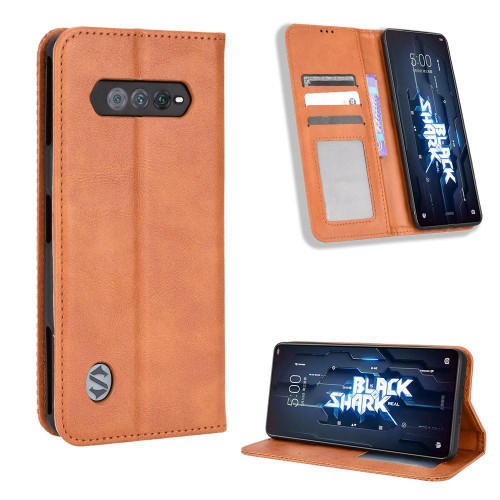 For Xiaomi Black Shark 5 RS Magnetic Buckle Retro Texture Leather Phone Case(Brown) For Xiaomi Black Shark 5 RS Magnetic Buckle Retro Texture Leather Phone Case(Brown)
