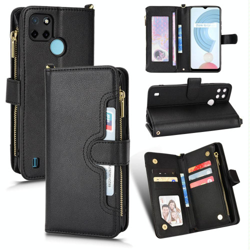 For OPPO Realme C21Y Litchi Texture Zipper Leather Phone Case(Black) For OPPO Realme C21Y Litchi Texture Zipper Leather Phone Case(Black)