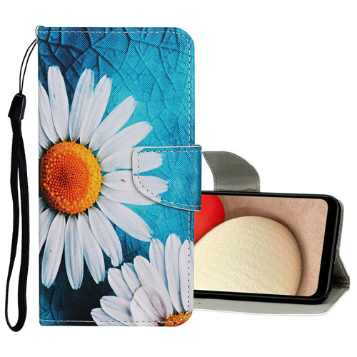 For Samsung Galaxy A12 5G Colored Drawing Pattern Flip Leather Case(Chrysanthemum)