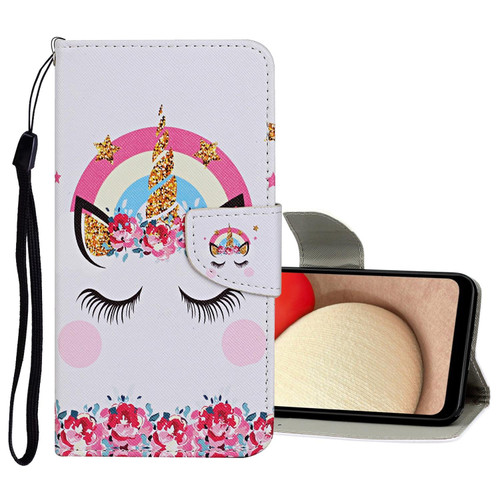 For Samsung Galaxy A33 5G Colored Drawing Pattern Flip Leather Case(Crown Unicorn)