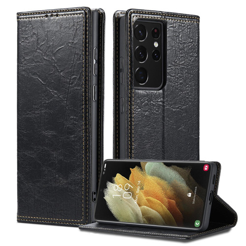 For Samsung Galaxy S21 5G Vintage Bark Texture Wallet Leather Phone Case(Black)