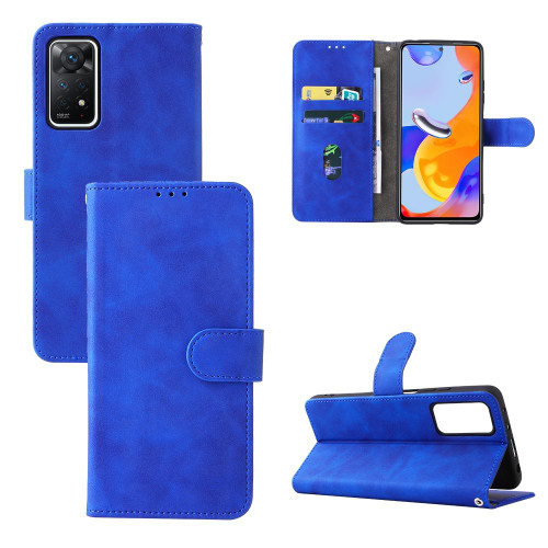 For Xiaomi Redmi Note 11 Pro 5G Foreign Version / Note 11 Pro+ 5G Skin Feel Magnetic Buckle Leather Phone Case(Blue)