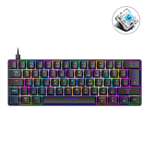 ZIYOU LANG T60 62-Key RGB Luminous Mechanical Wired Keyboard, Cable Length:1.5m(Black Green Shaft)