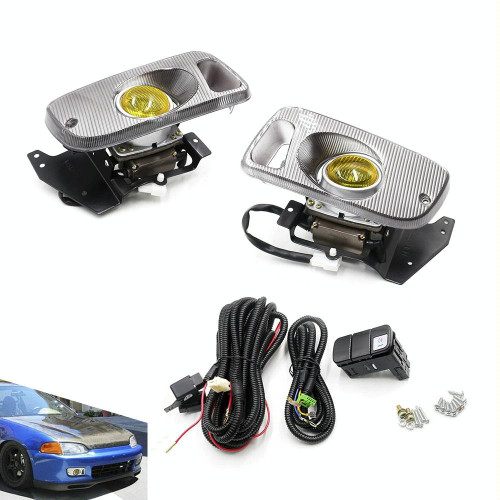 1 Pair Car Modified Front Fog Light for Honda Civic 1992-1995 (Yellow Light)