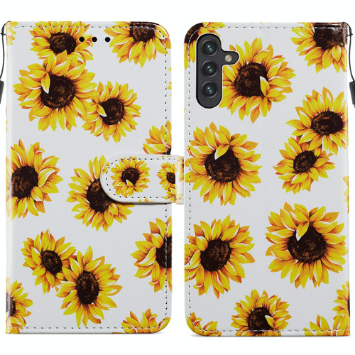 For Samsung Galaxy A13 Painted Pattern Horizontal Flip Leather Phone Case(Sunflower)