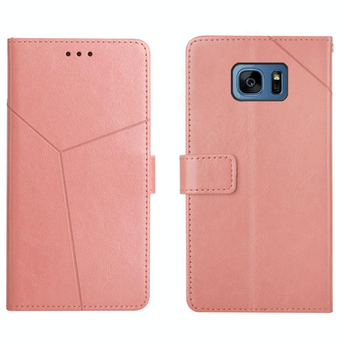 For Samsung Galaxy S7 Edge Y Stitching Horizontal Flip Leather Phone Case(Rose Gold)