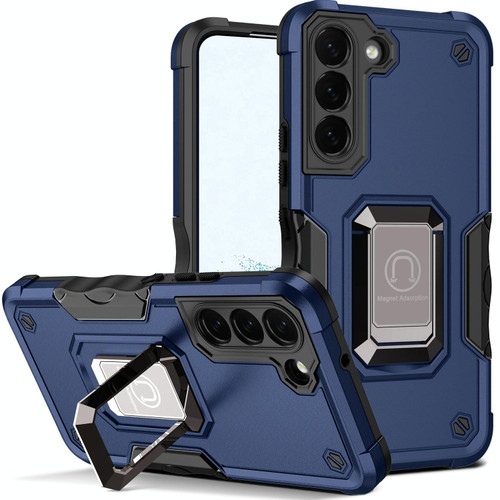 For Samsung Galaxy S22+ 5G Ring Holder Non-slip Armor Phone Case(Blue)