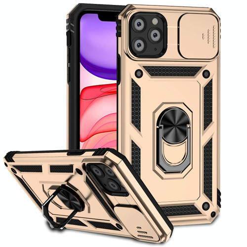 For iPhone 11 Pro Max Sliding Camshield Holder Phone Case (Gold)