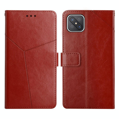 For OPPO A92s / Reno4 Z 5G Y Stitching Horizontal Flip Leather Phone Case(Brown)