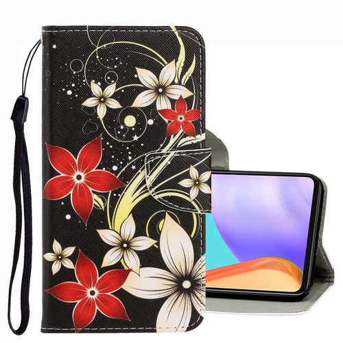 For Samsung Galaxy A33 5G 3D Colored Drawing Leather Phone Case(Red Flower)