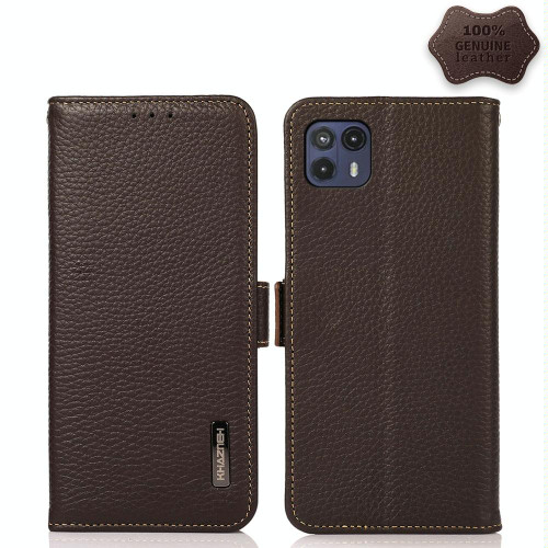 For Motorola Moto G50 5G KHAZNEH Side-Magnetic Litchi Genuine Leather RFID Case(Brown) For Motorola Moto G50 5G KHAZNEH Side-Magnetic Litchi Genuine Leather RFID Case(Brown)