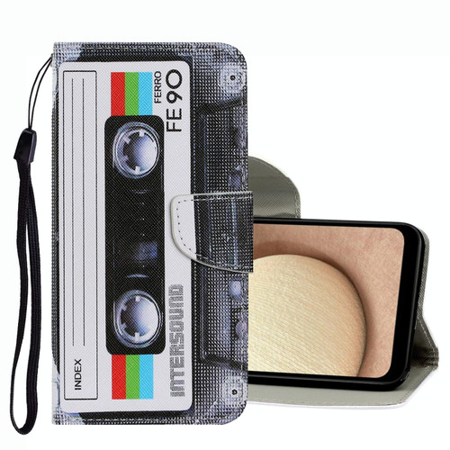 For Samsung Galaxy A02s US Version Coloured Drawing Pattern Leather Phone Case(Tape)