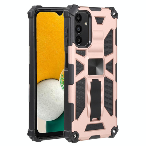 Shockproof TPU + PC Magnetic Protective Phone Case with Holder For Samsung Galaxy A13 4G/Galaxy A13 5G /Galaxy A13 Lite/GalaxyA04/Galaxy A04S/Galaxy A04E 4G(Rose Gold)