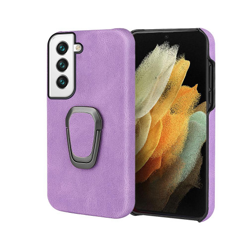 Ring Holder PU Phone Case For Samsung Galaxy S22 5G(Purple)