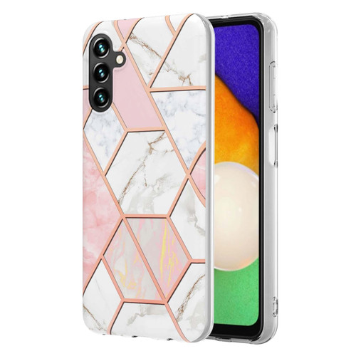 For Samsung Galaxy A13 5G Electroplating Splicing Marble TPU Phone Case(Pink White)