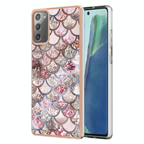 For Samsung Galaxy Note20 Electroplating IMD TPU Phone Case(Pink Scales)