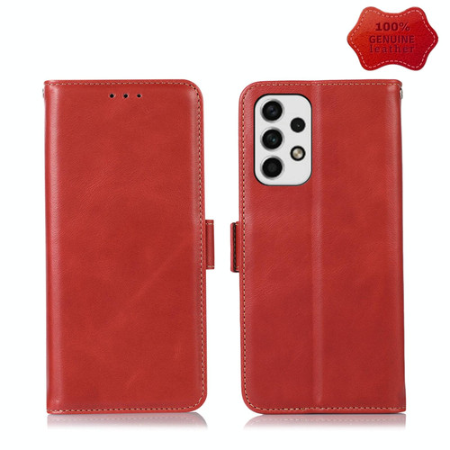For Samsung Galaxy A33 5G Crazy Horse Top Layer Cowhide Leather Phone Case(Red)