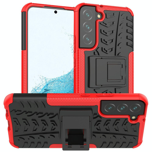 For Samsung Galaxy S22+ 5G Tire Texture Shockproof TPU+PC Phone Case with Holder(Red)