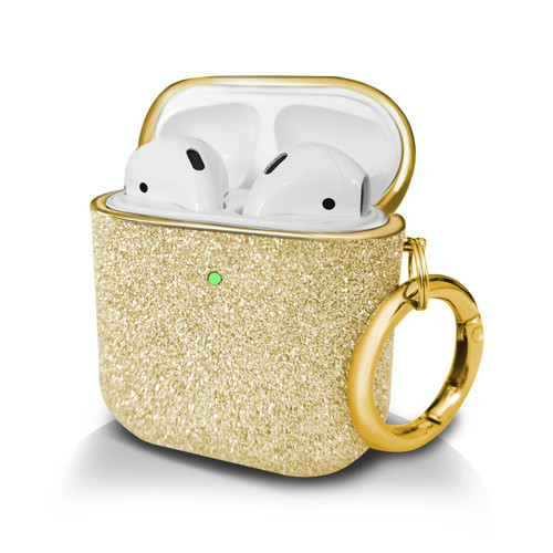 Electroplating Glitter Powder Wireless Earphone Protective Case For AirPods 1 / 2(Gold)