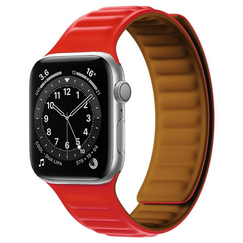 Silicone Magnetic Strap Watch Band For Apple Watch Series 9&8&7 41mm / SE 3&SE 2&6&SE&5&4 40mm / 3&2&1 38mm(Red)