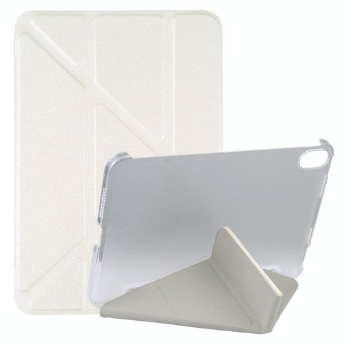 For iPad mini 6 Silk Texture Horizontal Deformation Flip Tablet Leather Case with Holder(White)