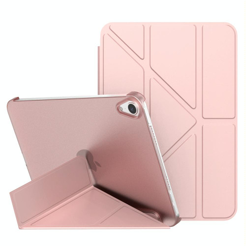 For iPad mini 6 Double-sided Matte Translucent PC Deformation Tablet Leather Case with Holder & Sleep / Wake-up Function(Rose Gold)